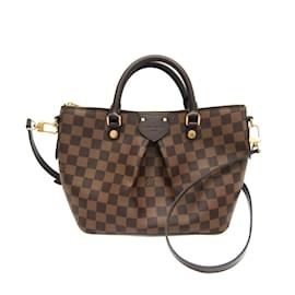 Louis Vuitton-Sac à main Louis Vuitton Damier Siena PM N41545 pour femme en ébène-Damier ebène