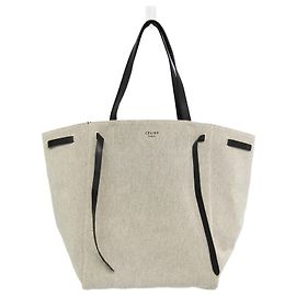 Céline Borsa tote Phantom in pelle e tela per donne Celine Nero Bianco sporco