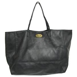 Bolsa grande Mulberry com bolsa - Bolsa de couro preta para mulheres Preto