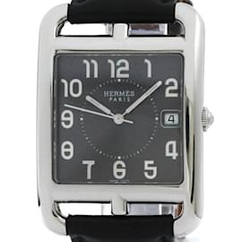 Hermès-Hermes Cape Cod Steel Leather Quartz Men's Watch CC1.810-Other