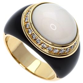 Anello in oro giallo 18K con calcedonio bianco, onice e diamanti per donne Chanel Altro