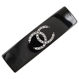Fermaglio Chanel Coco Mark in nero con strass Nero