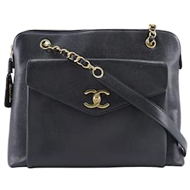 Chanel-Borsa a spalla in pelle caviar nera Chanel per donne-Nero