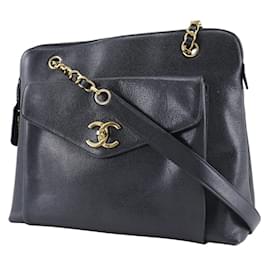 Chanel-Borsa a spalla in pelle caviar nera Chanel per donne-Nero