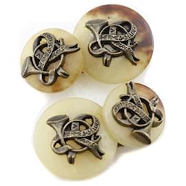 Hermès-Hermes Trumpet Cufflinks in Buffalo Horn-Brown,Beige