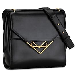 Bottega Veneta-Bottega Veneta La Borsa a Spalla Clip in Pelle Nera-Nero