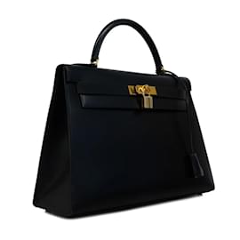 Hermès-Borsa Hermes Kelly 32 in pelle di vitello nera-Nero