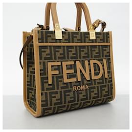 Fendi-Borsa a mano in tela Zucca marrone Fendi-Marrone