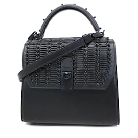 Salvatore Ferragamo-Borsa in pelle nera Gancini di Salvatore Ferragamo per donne-Nero