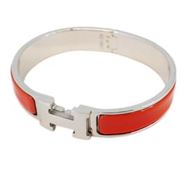 Hermès-Bracciale in metallo Hermes Click-Clack PM in argento e rosso per donne-Altro