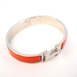 Hermès-Bracciale in metallo Hermes Click-Clack PM in argento e rosso per donne-Altro