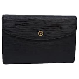 Louis Vuitton-LOUIS VUITTON Epi Montaigne 23 Clutch Bag Black M52662 LV Auth 79228-Black