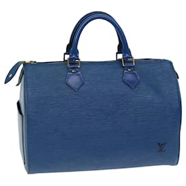 Louis Vuitton-LOUIS VUITTON Epi Speedy 30 Hand Bag Toledo Blue M43005 LV Auth 78986-Blue