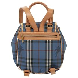 Autre Marque-Sac à épaule Burberrys Nova Check en cuir PVC bleu Auth 78851-Bleu,Beige