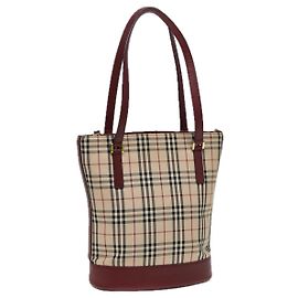 BURBERRY Nova Check Tote Bag Canvas Beige Auth mr278 Beige