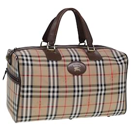 Autre Marque-Burberrys Nova Check Boston Bag Canvas Beige Auth ac3072-Beige