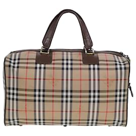 Autre Marque-Burberrys Nova Check Boston Bag Canvas Beige Auth ac3072-Beige