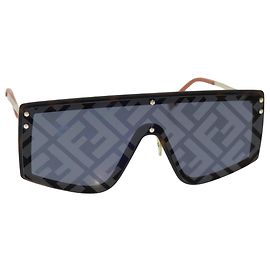 FENDI Zucca Canvas Sunglasses Black Auth 77748 Black