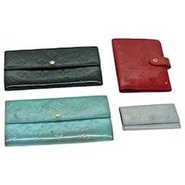 Louis Vuitton-LOUIS VUITTON Portefeuille Vernis 4Set Gris Art Déco Bleu Bébé Rouge LV Auth ar11890-Rouge,Gris,Bleu clair