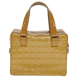 Chanel-CHANEL Borsa a mano Choco Bar in pelle verniciata gialla CC Auth bs15398-Giallo