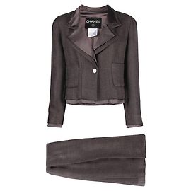 Chanel Grey Mohair Skirt Suit Grey