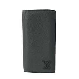 Louis Vuitton-Louis Vuitton Aerogram Portefeuille Brazza Noir Men's Leather Long Wallet-Black