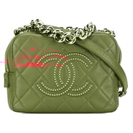 Chanel-Sac à main Chanel Matelassé Coco Mark Studs en cuir d'agneau rouge-Rouge