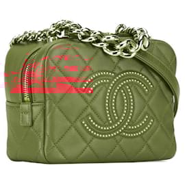 Chanel-Sac à main Chanel Matelassé Coco Mark Studs en cuir d'agneau rouge-Rouge