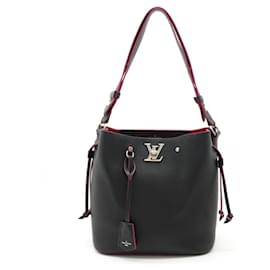 Louis Vuitton-Sac à épaule Lockme Bucket Louis Vuitton - Noir & Rose-Noir,Rose