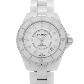 Chanel-Chanel J12 12P Diamond H1629 Men's White Ceramic/SS Automatic Watch-White