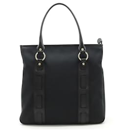 Bulgari-Bvlgari Black Canvas and Leather Tote Bag-Black