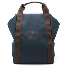 Hermès-Zaino Groom Hermes - Pelle Tela Marrone Scuro e Blu Navy-Marrone scuro,Blu navy