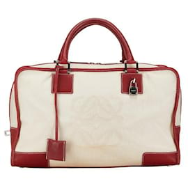 Loewe-Borsa Loewe Anagram Amazona 36 in tela e pelle rossa e bianca-Bianco,Rosso