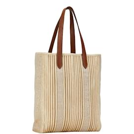 Hermès-Borsa Tote Hermes Calicut in tela beige e pelle-Beige