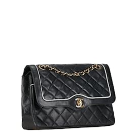 Chanel-Borsa a spalla Chanel Matelassé 25 Coco Mark Double Flap con catena-Nero