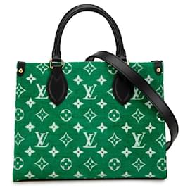 Louis Vuitton-Borsa Louis Vuitton Monogram Jacquard Velluto LV Match On the Go PM-D'oro,Verde