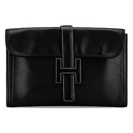 Bolsa Clutch Jige PM da Hermès em couro de vitelo preto Preto