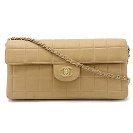 Chanel-Sac à épaule Chanel Chocolate Bar en agneau beige-Beige