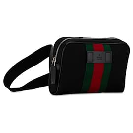 Gucci-Borsa a vita in tela nera e pelle Gucci-Nero