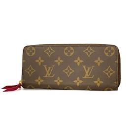 Louis Vuitton-Louis Vuitton Monogram Portefeuille Clemence Long Wallet for Women-Brown,Fuschia