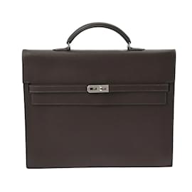 Hermès-Hermes Kelly Depeche 34 Chocolate Epsom Leather Briefcase-Chocolate