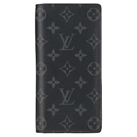 Louis Vuitton-Louis Vuitton Monogram Eclipse Portefeuille Brazza Long Wallet - Gray-Brown