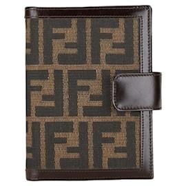 Fendi-Fendi Zucca Agenda PM Notebook - Brown Canvas Leather for Women-Brown