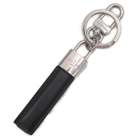 Louis Vuitton-Louis Vuitton Dragonne LV Padlock Keychain - Black Leather & Metal-Black