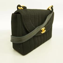 Chanel-Borsa a spalla in cotone nero Chanel Mademoiselle-Nero