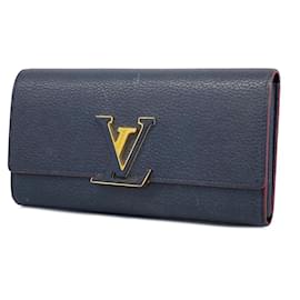 Louis Vuitton-Louis Vuitton Taurillon Portefeuille Capucines Long Wallet in Marine Rouge-Red