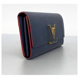 Louis Vuitton-Louis Vuitton Taurillon Portefeuille Capucines Long Wallet in Marine Rouge-Red