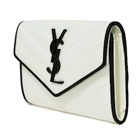 Yves Saint Laurent-Portafoglio bi-fold Yves Saint Laurent - Piccolo portafoglio busta con monogramma-Nero,Bianco