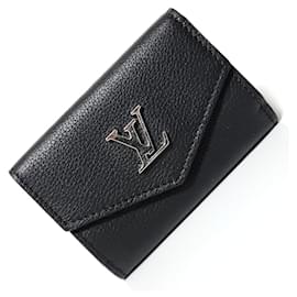 Louis Vuitton-Louis Vuitton Noir Cuir Ombre Leder Dreifach-Brieftasche für Frauen-Schwarz