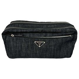 Prada Toilettentasche Double Denim Schwarz Schwarz